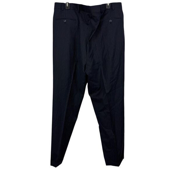 Bachrach Navy 3 Button 2 Piece Suit Jacket Pants Pinstriped Mens sz 46 Long - Picture 6 of 16